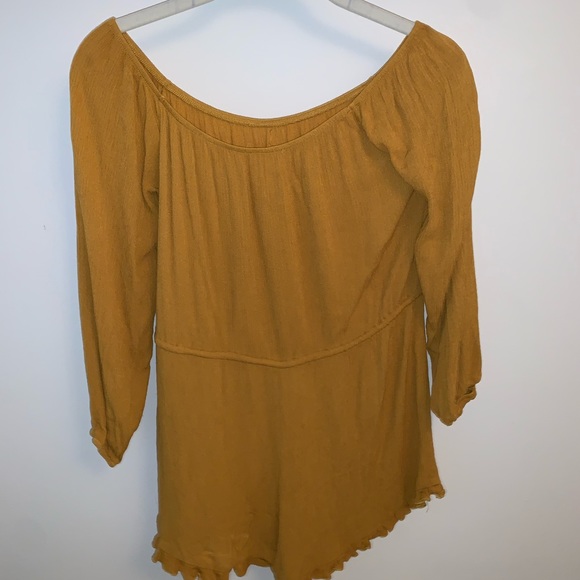 Forever 21 Gold Off The Shoulder Romper - Picture 3 of 4